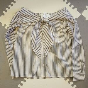 H & M Off Shoulder Striped Button Down Shirt